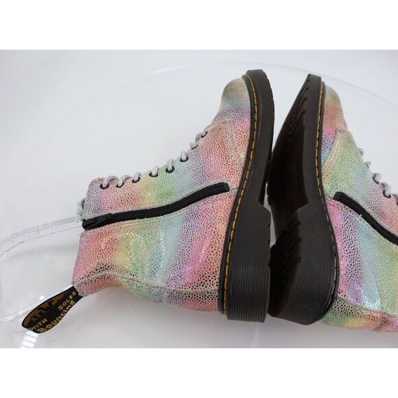 Dr Doc Martens 1460 J Pascal Rainbow Glitter Boots Girls Size 3 Combat Shoes - Picture 12 of 13